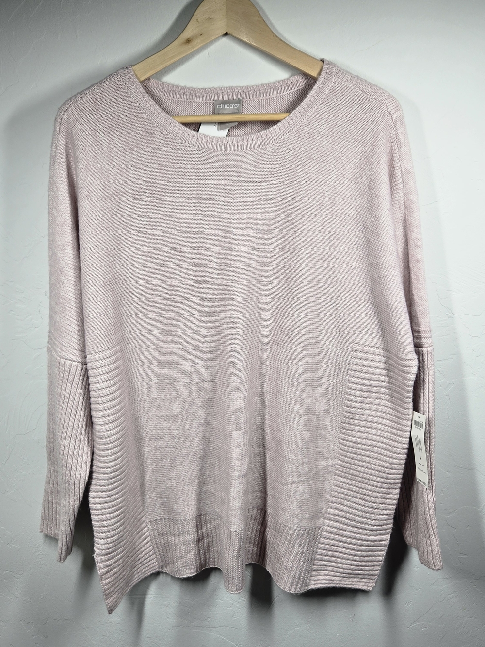 Chico's Lightweight Crewneck Sweater in Pale Pink
